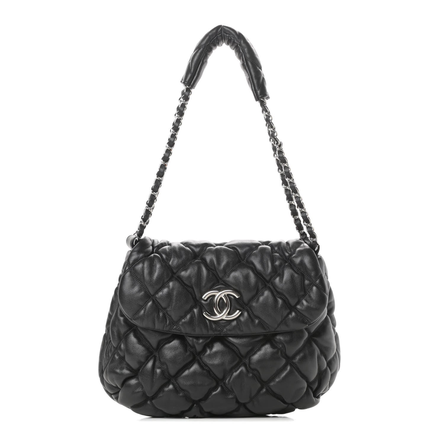 Chanel Lambskin Bubble Quilt Flap Bag Black 1 of 10