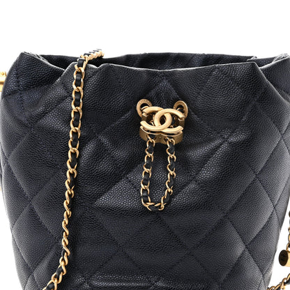 Chanel Iridescent Caviar Quilted My Perfect CC Bucket Drawstring Bag Blue 8 of 12