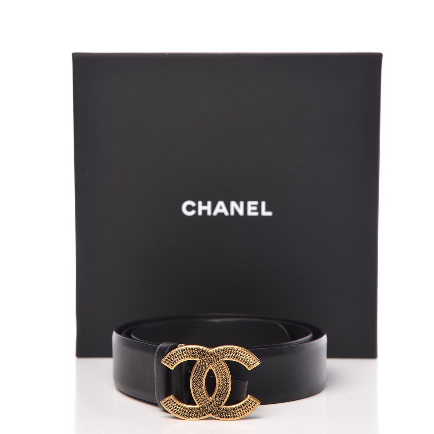 Calfskin CC Logo Belt 80 32 Black