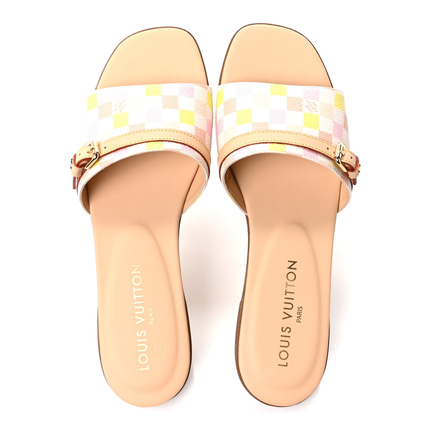 Damierlicious Neo Revival Flat Mule Sandals 40 Rose Peach