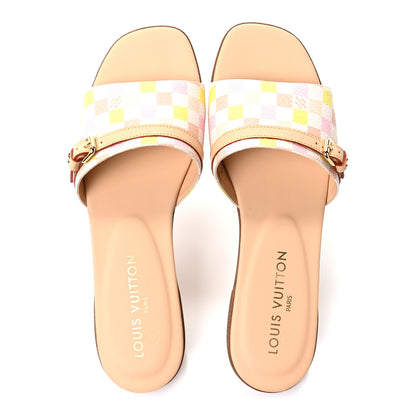 Louis Vuitton Damierlicious Neo Revival Flat Mule Sandals 40 Rose Peach 2 of 10