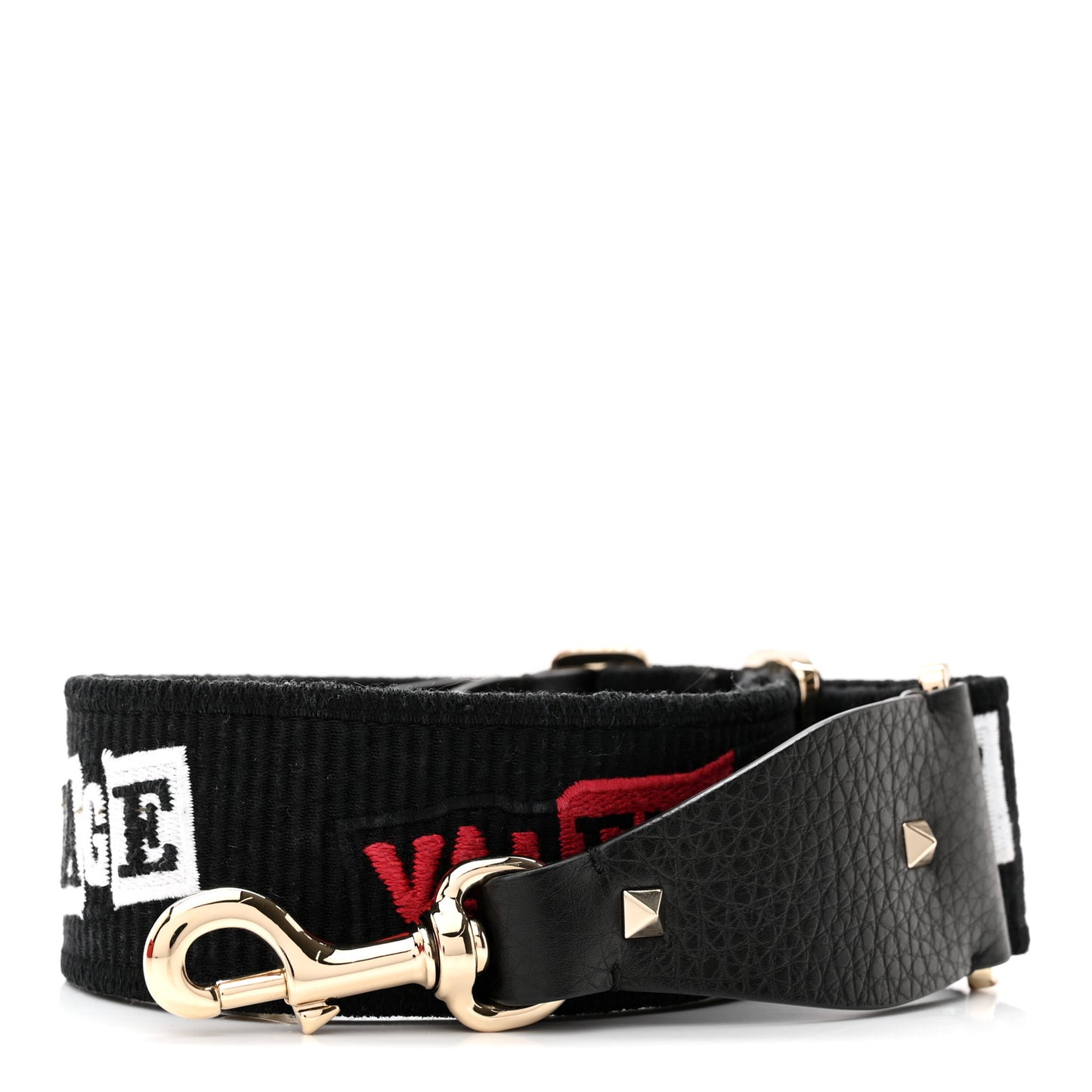 X JAMIE REID Canvas Embroidered Rockstud Guitar Strap Black