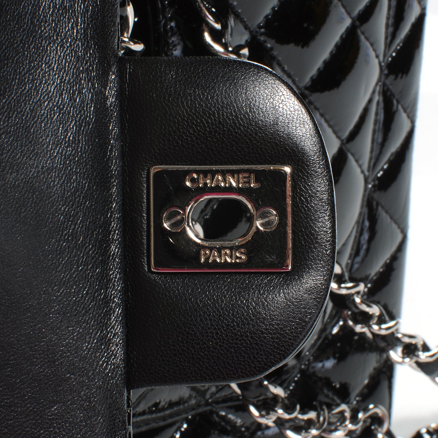 Patent Medium Double Flap Black
