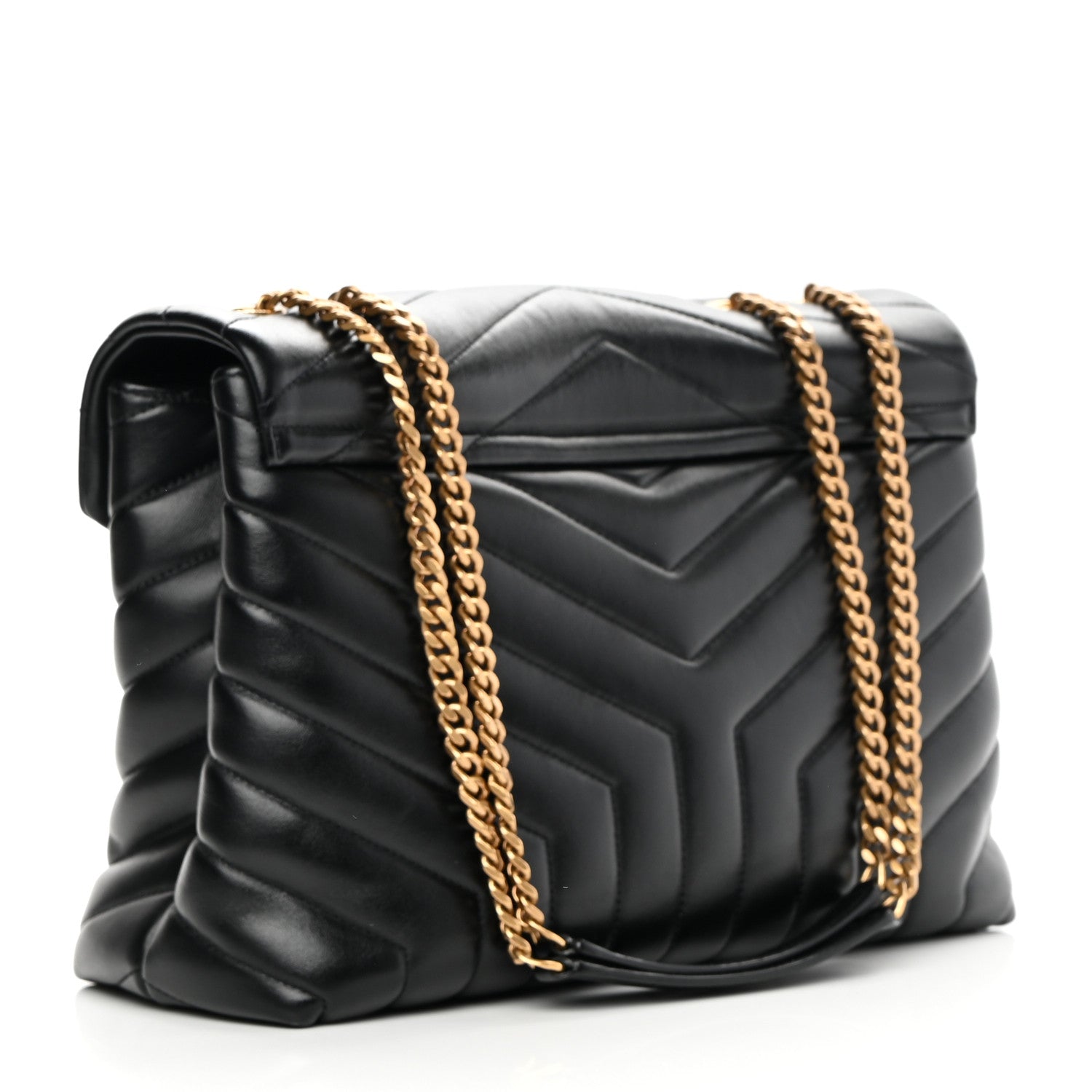 Saint Laurent Calfskin Y Quilted Monogram Medium Loulou Chain Satchel Black 3 of 11