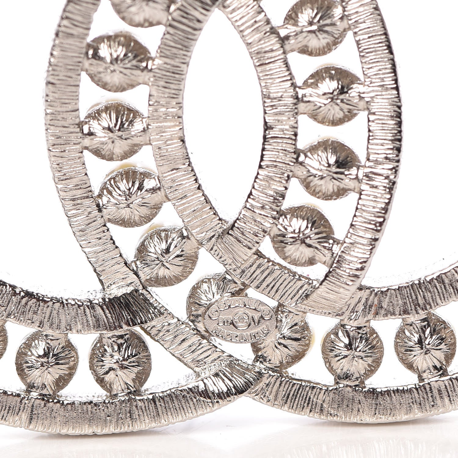 Chanel Pearl Crystal CC Brooch Silver 4 of 5