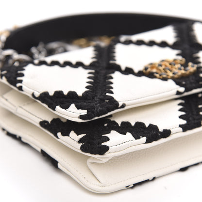 Chanel Calfskin Crochet 19 Wallet On Chain WOC White Black 9 of 12