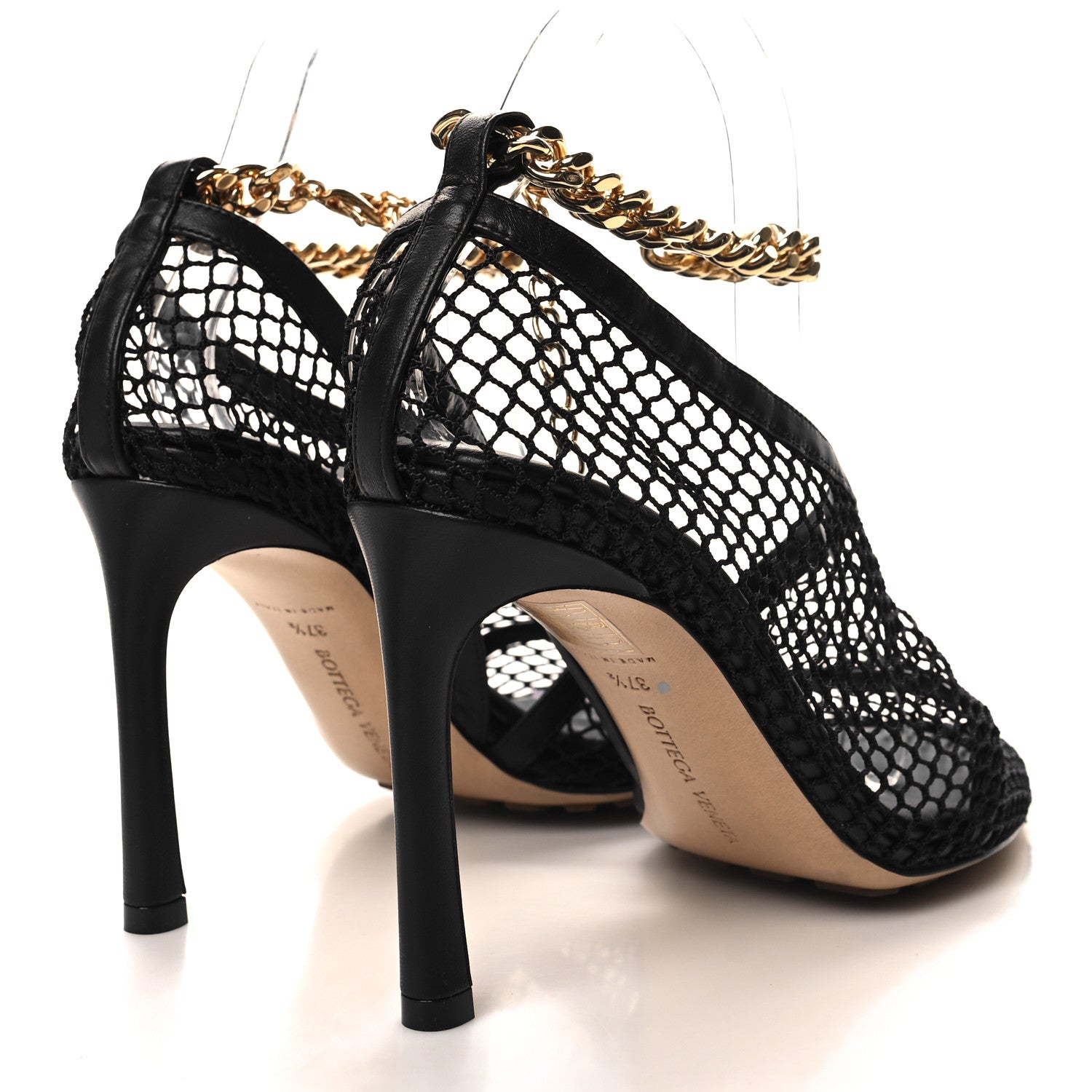Bottega Veneta Mesh Nappa Chunky Chain Sandals 37.5 Black 4 of 9