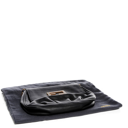 Fendi Vitello Flamingo Enamel Fendista Pouchette Crossbody Black 6 of 11