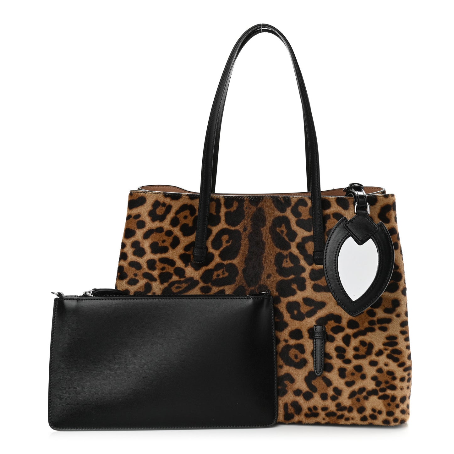 Faux Calf Hair Calfskin Leopard Print Mina 32 Bag Mordore Black