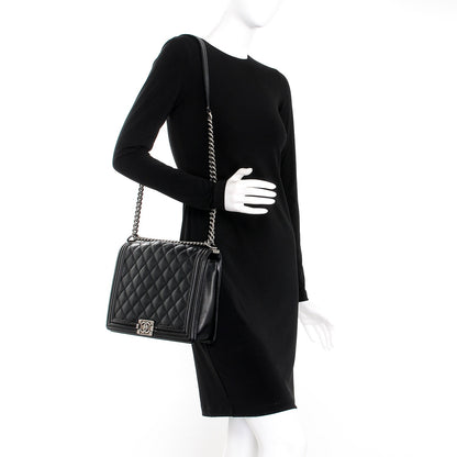 Chanel Calfskin Embossed Stitch Large Boy Flap Black 2 of 10