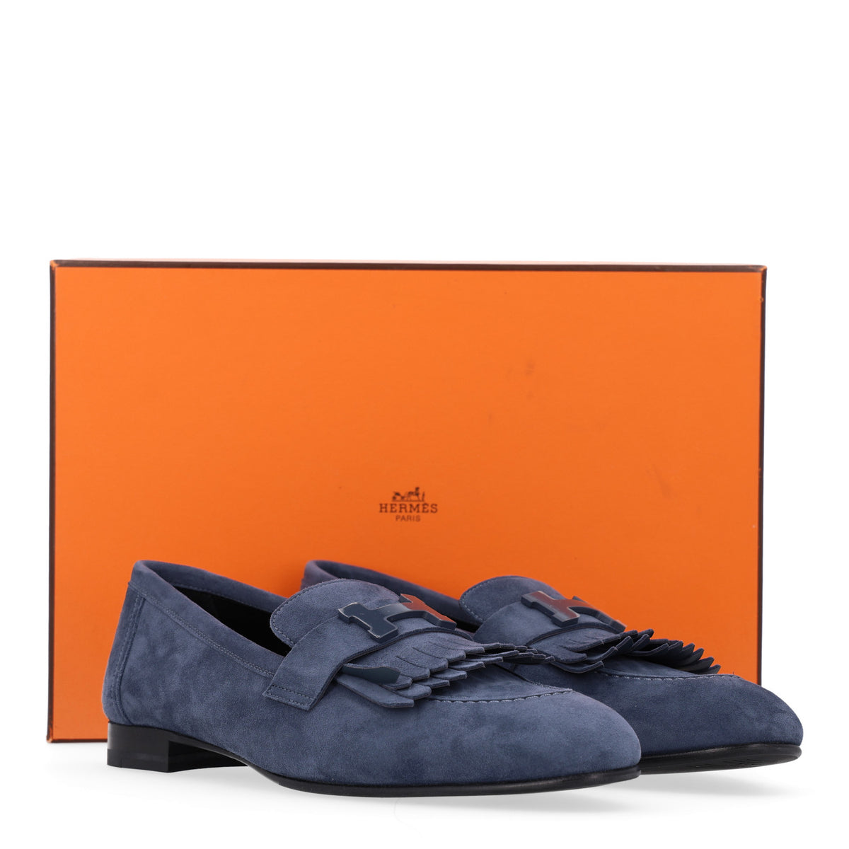 Hermes Suede Goatskin Womens Royal Loafers 39 Bleu Celeste 11 of 11