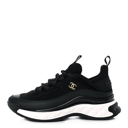 Chanel Velvet Calfskin Mixed Fibers CC Sneakers 38 Black 1 of 9