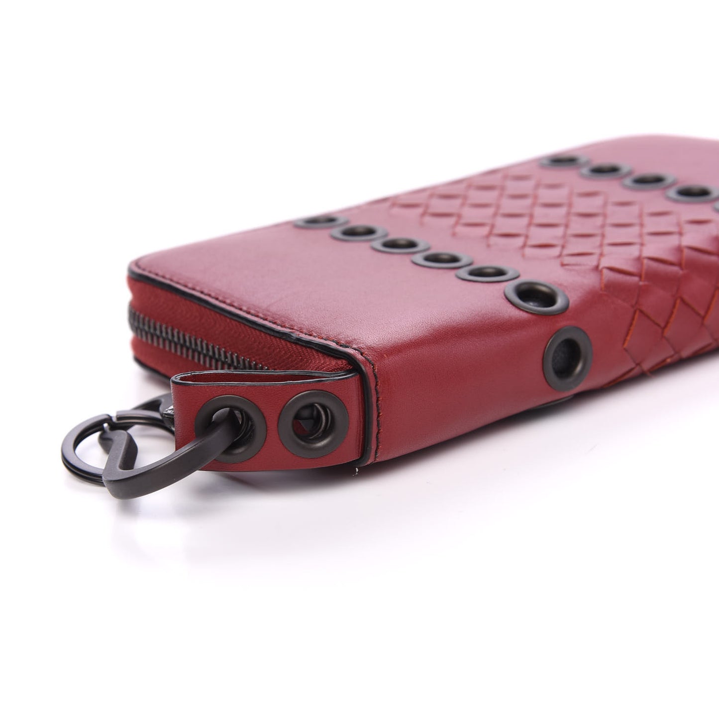 Nappa Intrecciato Eyelets Zip Around Wallet Baccara Rose