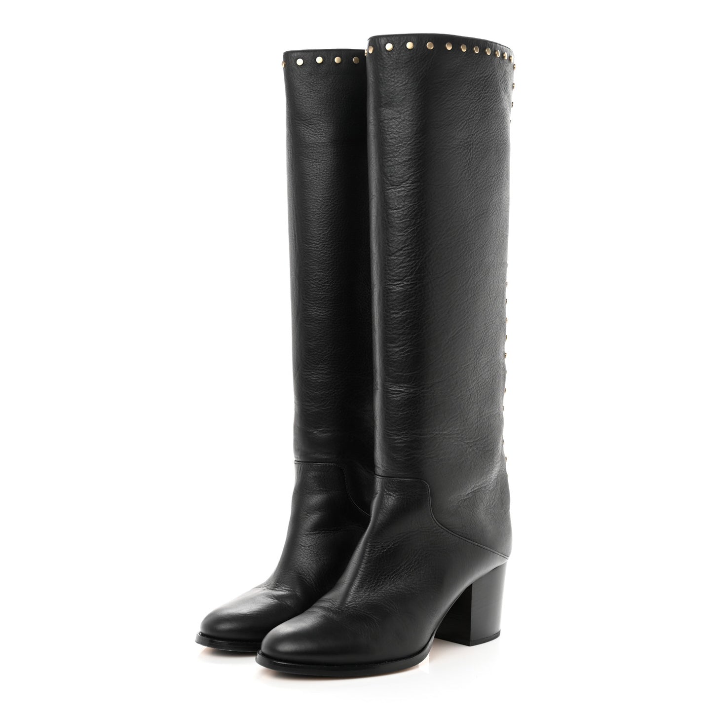Calfskin Studded Monroe 65 Knee High Boots 38 Black