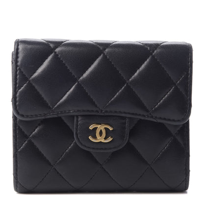 Chanel Lambskin Quilted Compact Flap Wallet Black 1 of 9