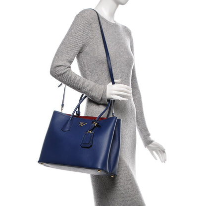 Prada Saffiano Cuir Large Double Bag Inchiostro Fuoco 2 of 6