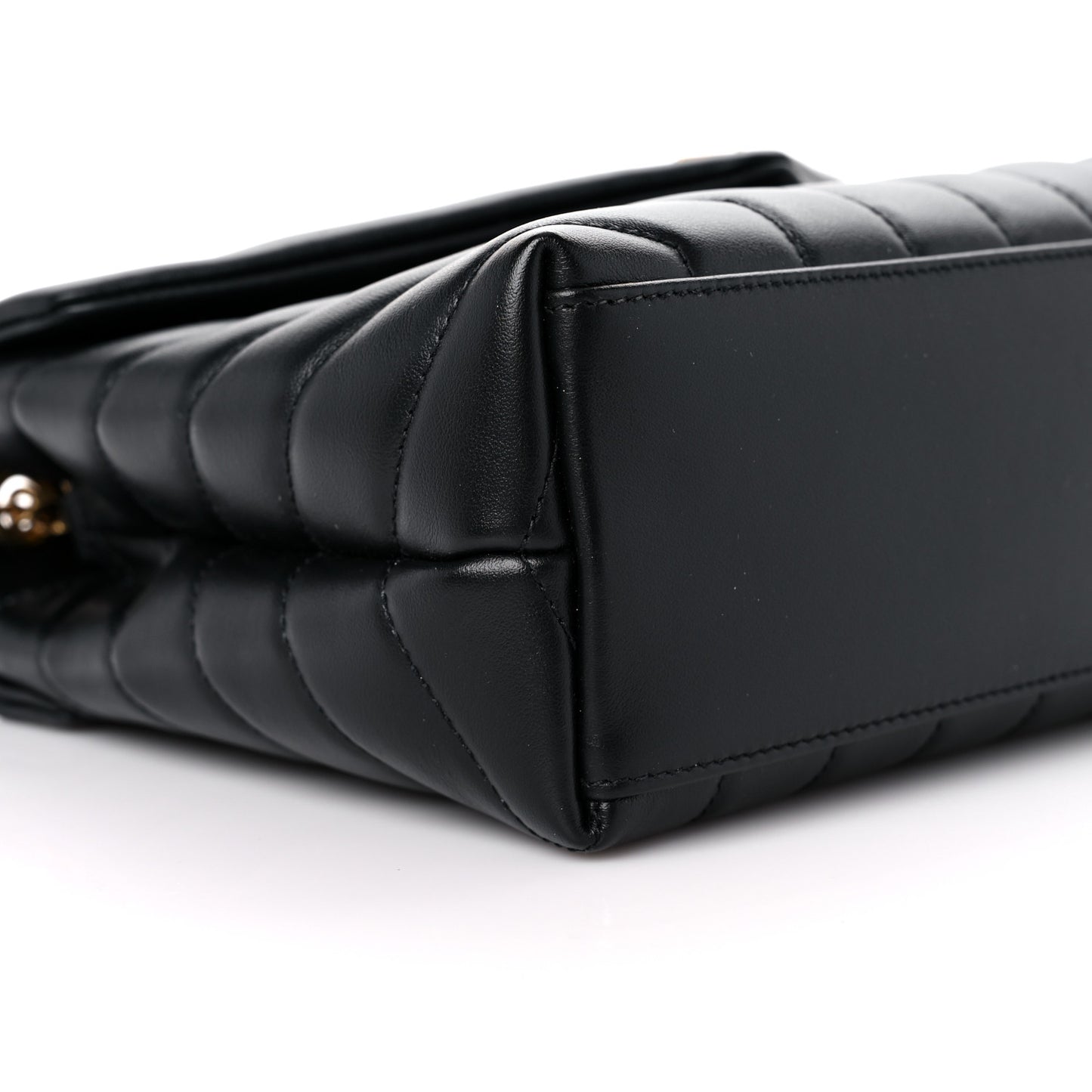 Calfskin Y Quilted Monogram Small Loulou Chain Satchel Black