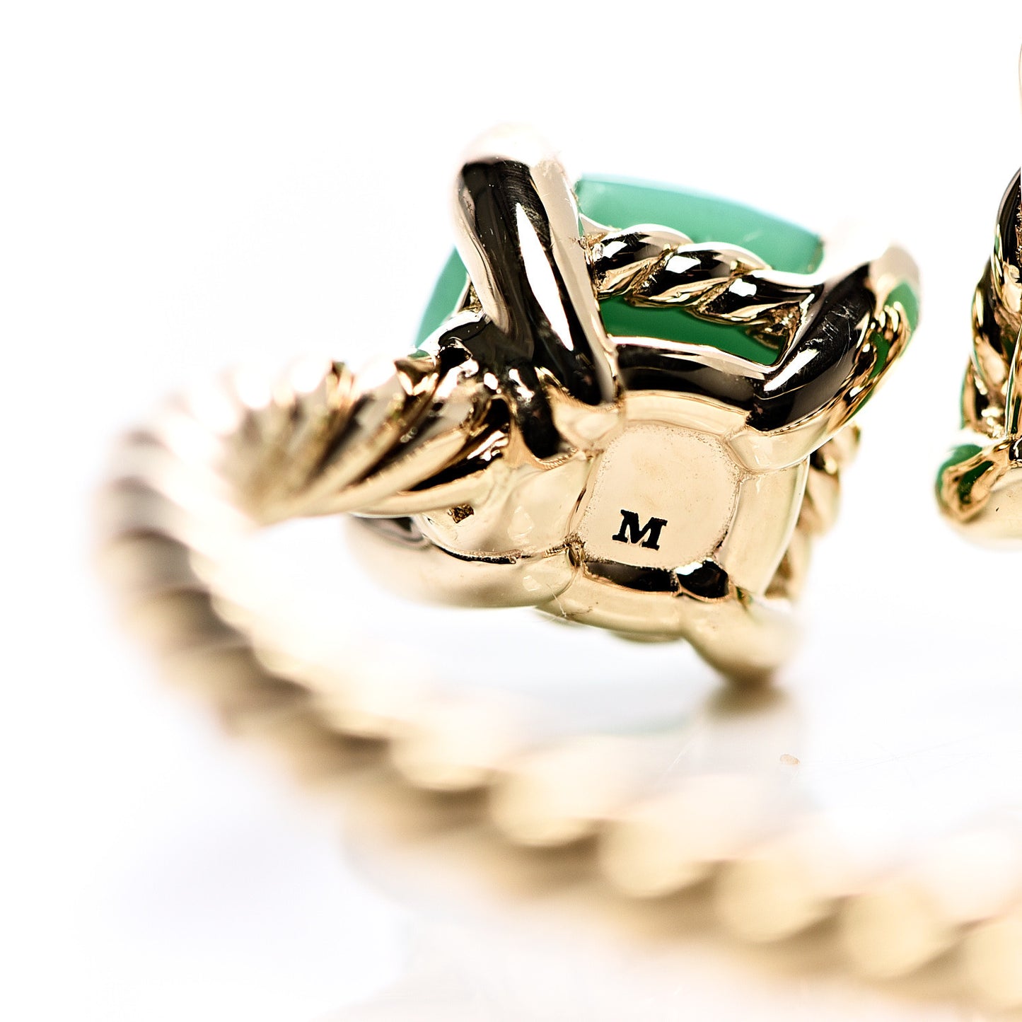 18K Yellow Gold Diamond Chrysoprase Chatelaine Bypass Ring 54 7