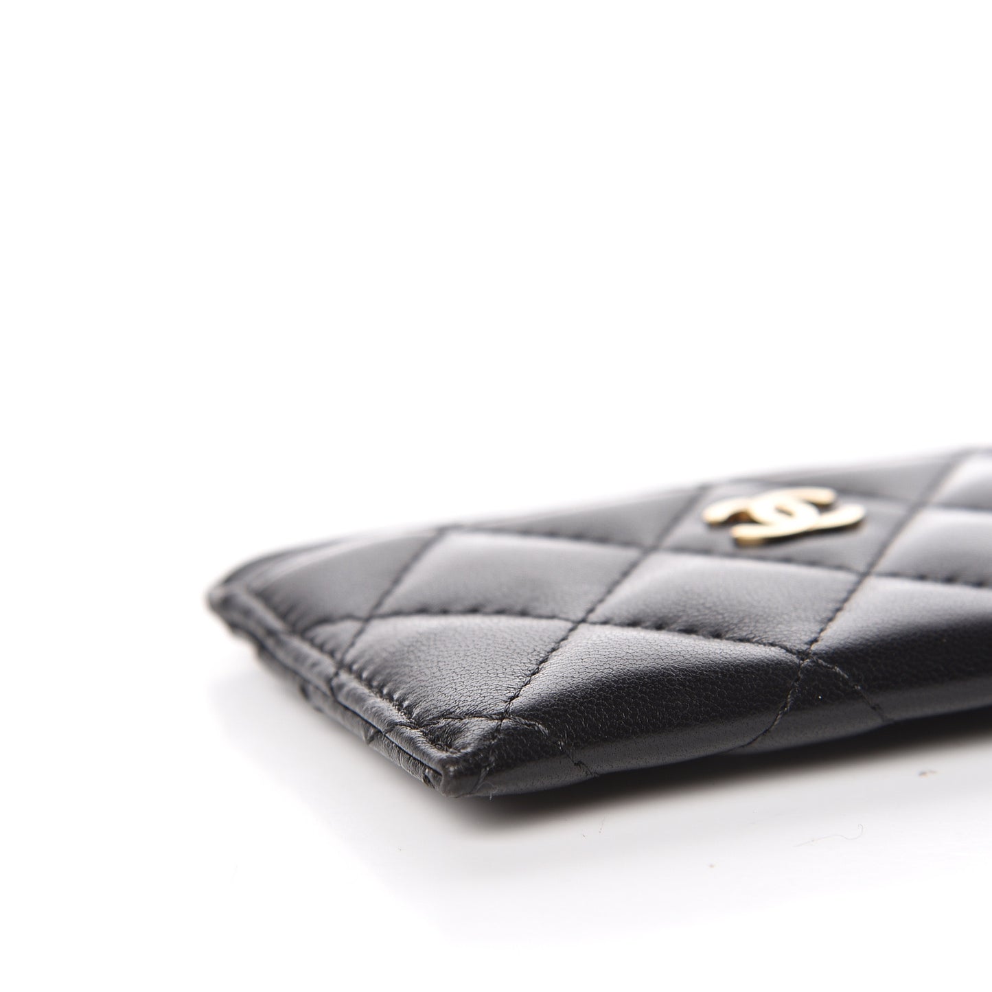 Lambskin Quilted Card Holder Black