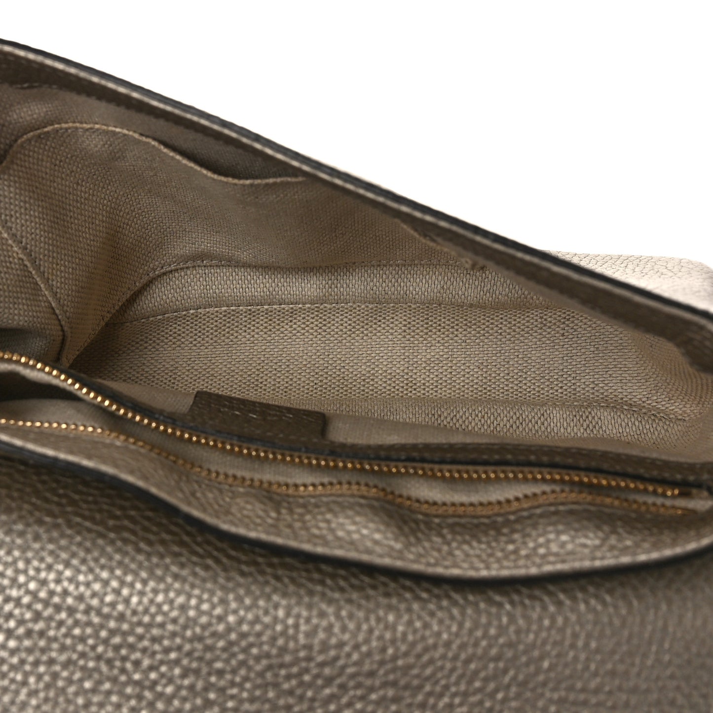 Metallic Pebbled Calfskin Medium Soho Flap Crossbody Golden Beige