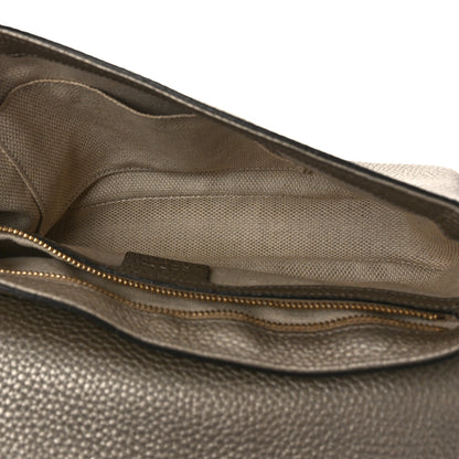 Gucci Metallic Pebbled Calfskin Medium Soho Flap Crossbody Golden Beige 5 of 10