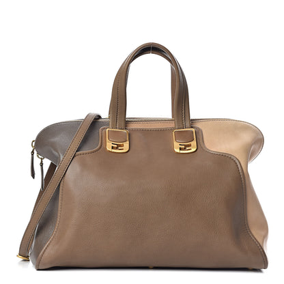 Fendi Capra Vitello Saddle Colorblock Large Chameleon Tote Grigio Pietra Fango 1 of 21