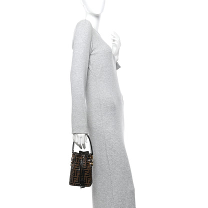 Fendi Vitello Liberty F is Fendi Bi-Color FF 1974 Embossed Mini Mon Tresor Bucket Bag Maya Black 2 of 10