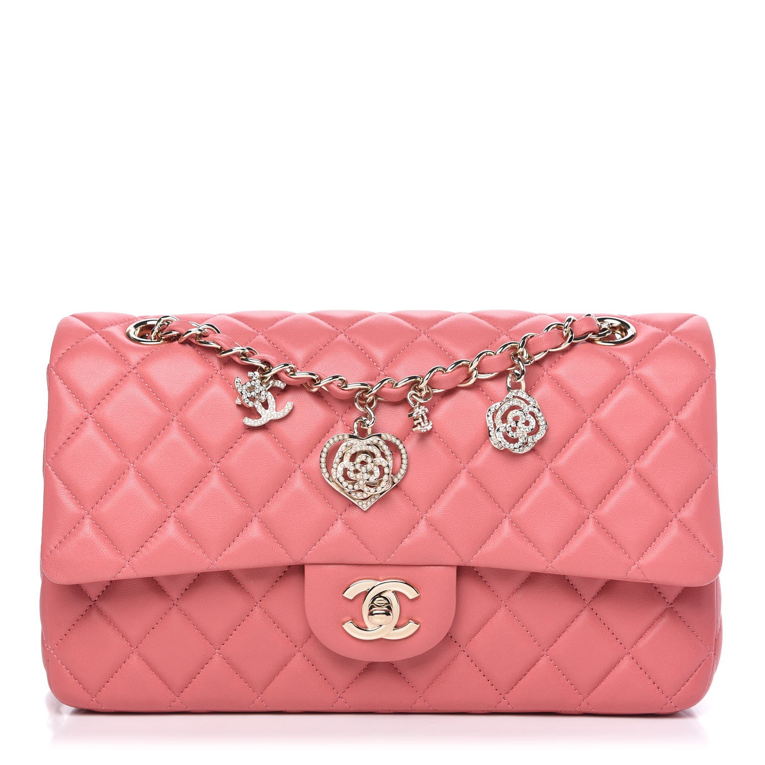 Chanel Lambskin Quilted Valentine Charms Medium Single Flap Pink 1 of 11