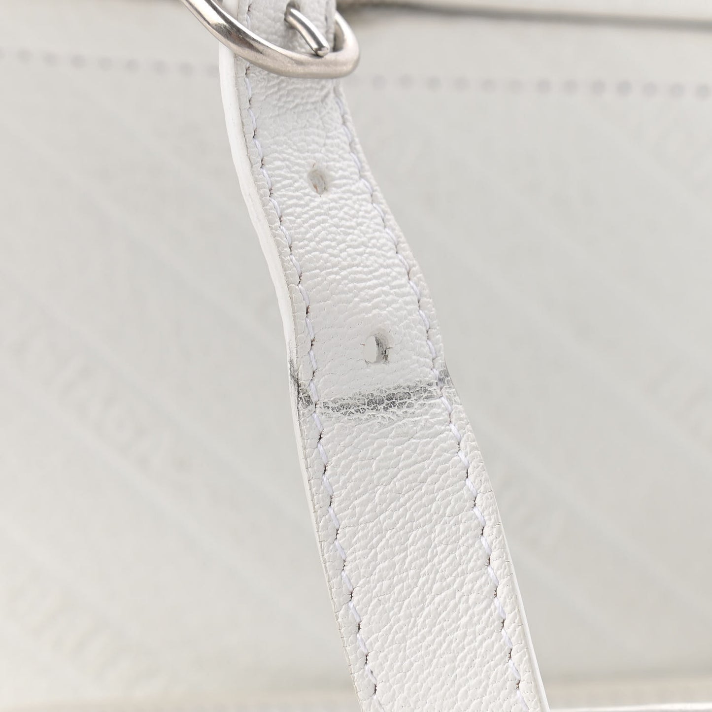 Shiny Goatskin Allover Logo Embossed XXS Souvenir Belt Bag White
