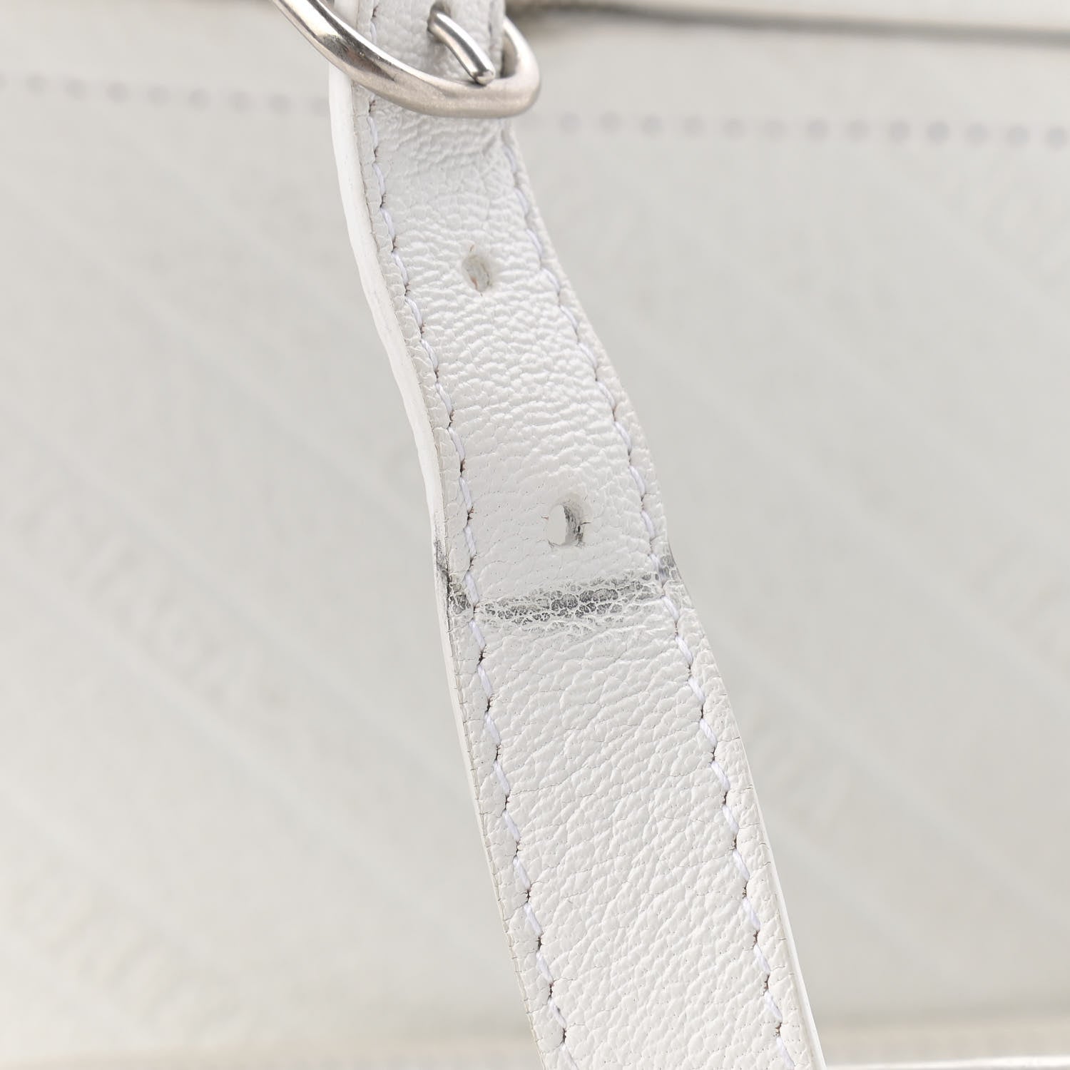Balenciaga Shiny Goatskin Allover Logo Embossed XXS Souvenir Belt Bag White 17 of 18