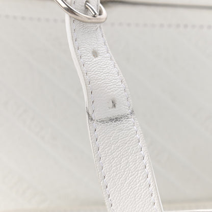 Balenciaga Shiny Goatskin Allover Logo Embossed XXS Souvenir Belt Bag White 17 of 18