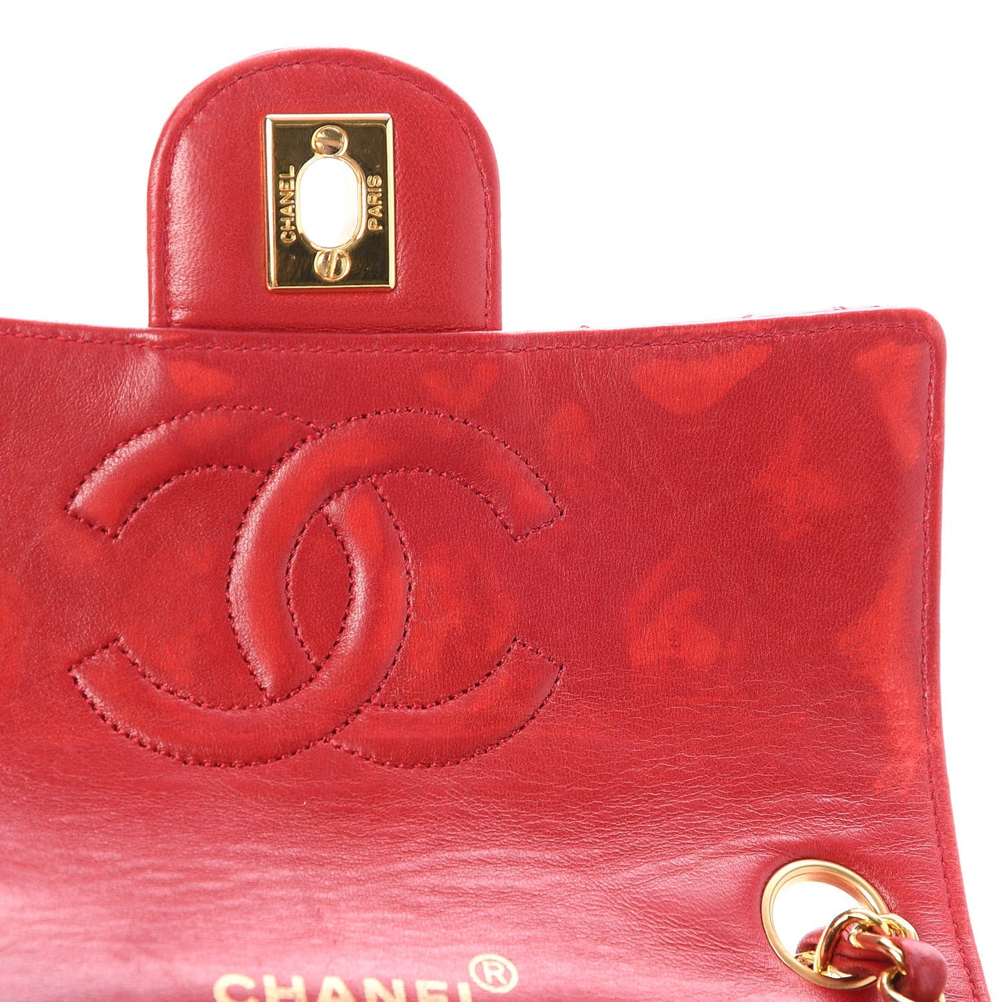 Patent Quilted Mini Square Flap Red