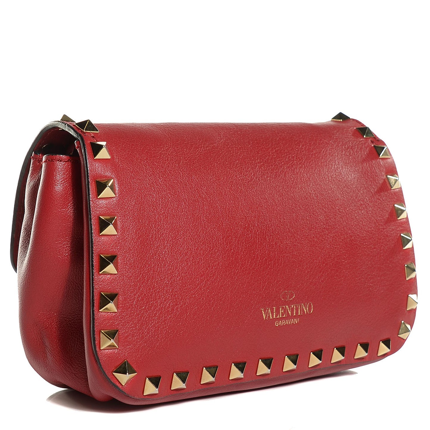 Vitello Mini Rockstud Flap Saddle Crossbody Bag Rosso Valentino