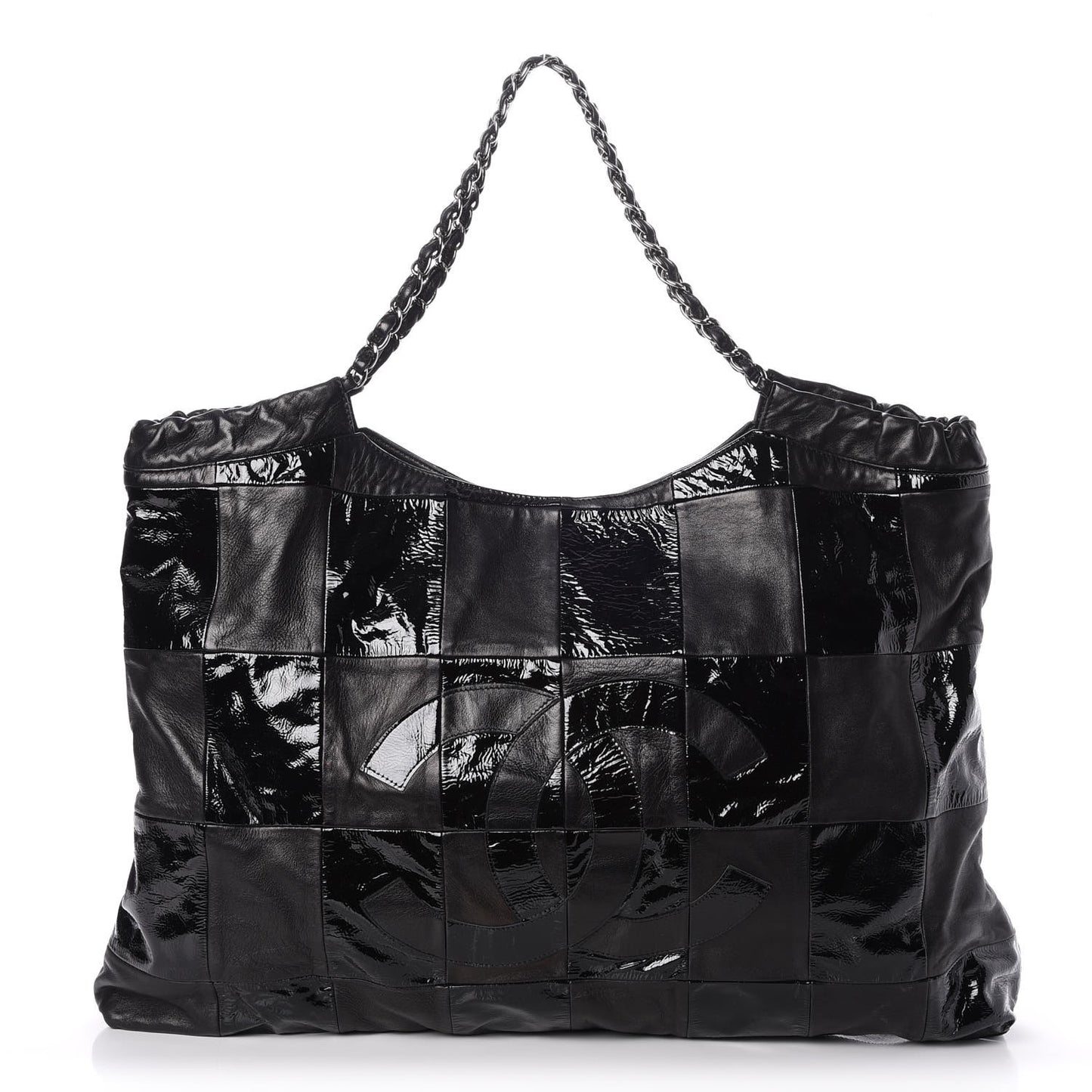 Patent Patchwork Large Brooklyn Tote Black