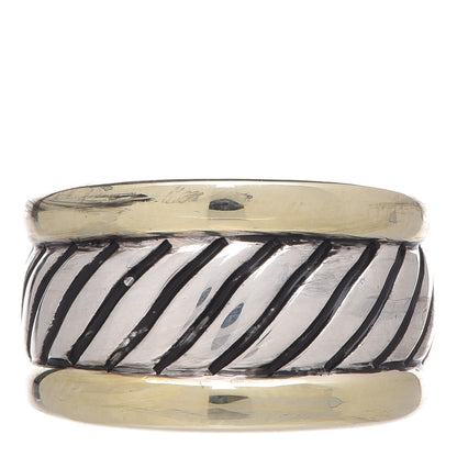David Yurman Sterling Silver 14K Yellow Gold Cable Cigar Band Ring 46 3.75 1 of 5
