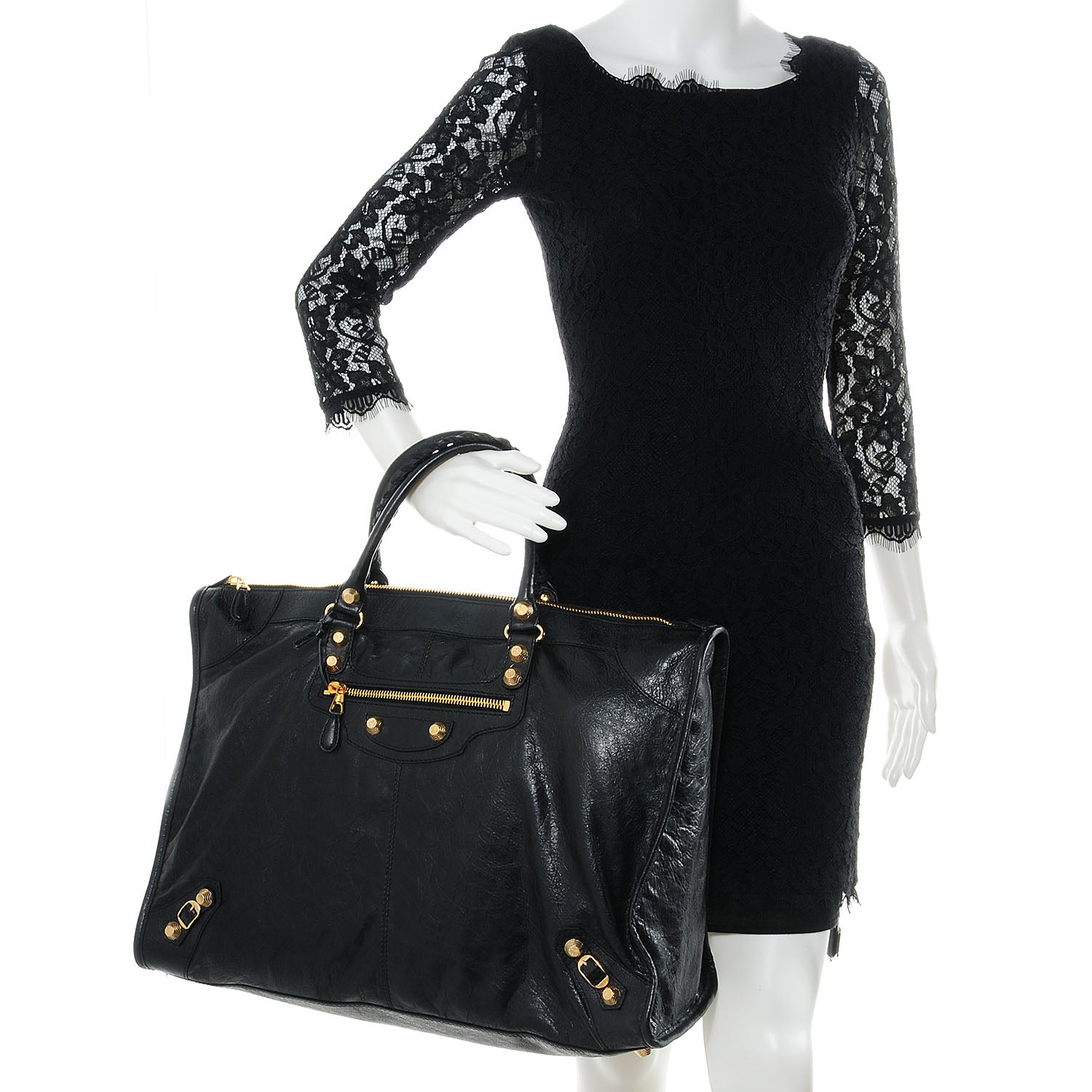 Balenciaga Agneau Giant 12 Gold Hardware Weekender Black 2 of 9
