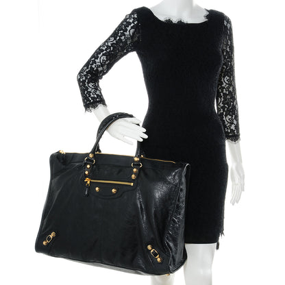 Balenciaga Agneau Giant 12 Gold Hardware Weekender Black 2 of 9