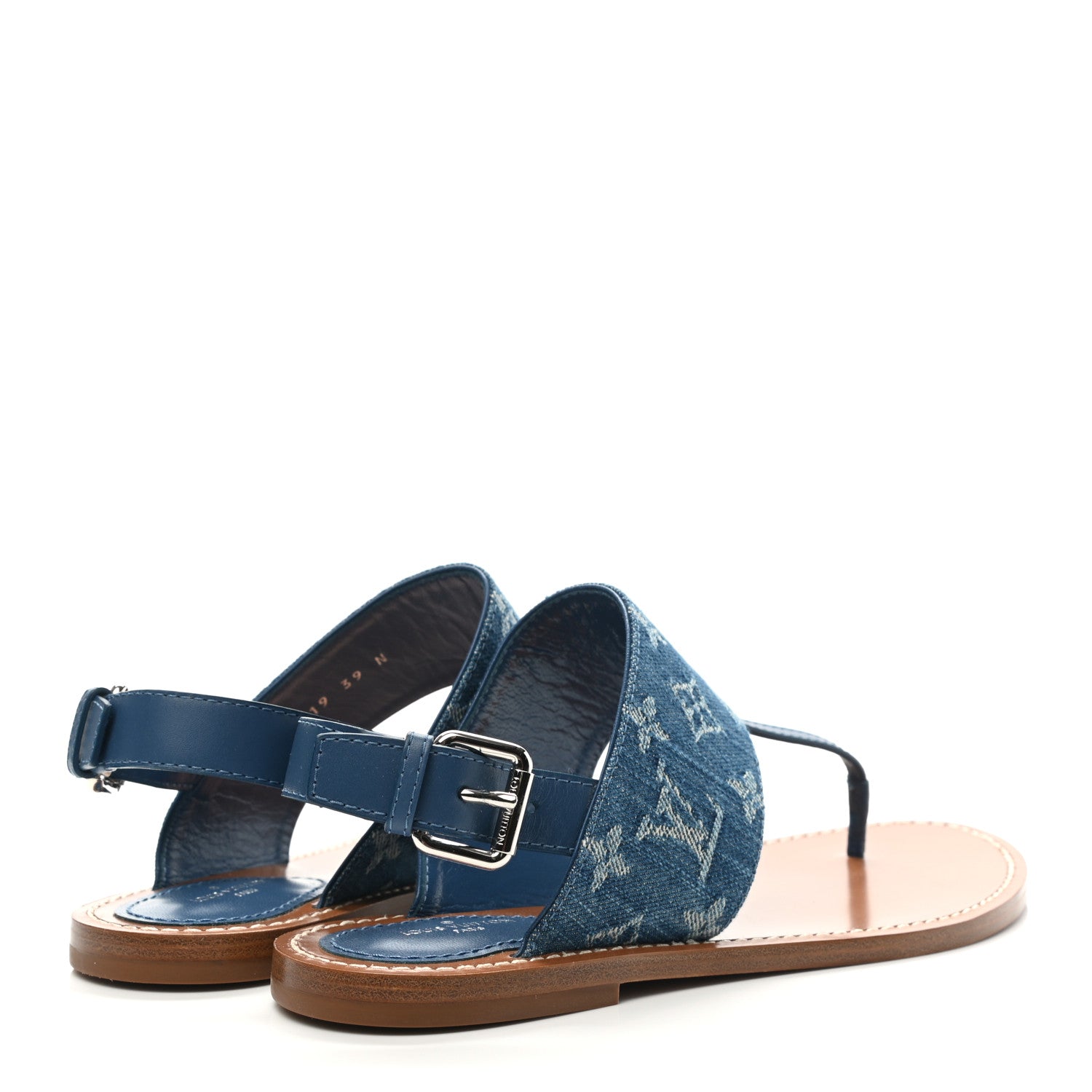 Louis Vuitton Monogram Denim Starboard Flat Thong Sandal 39 Blue 4 of 8