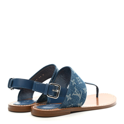 Louis Vuitton Monogram Denim Starboard Flat Thong Sandal 39 Blue 4 of 8