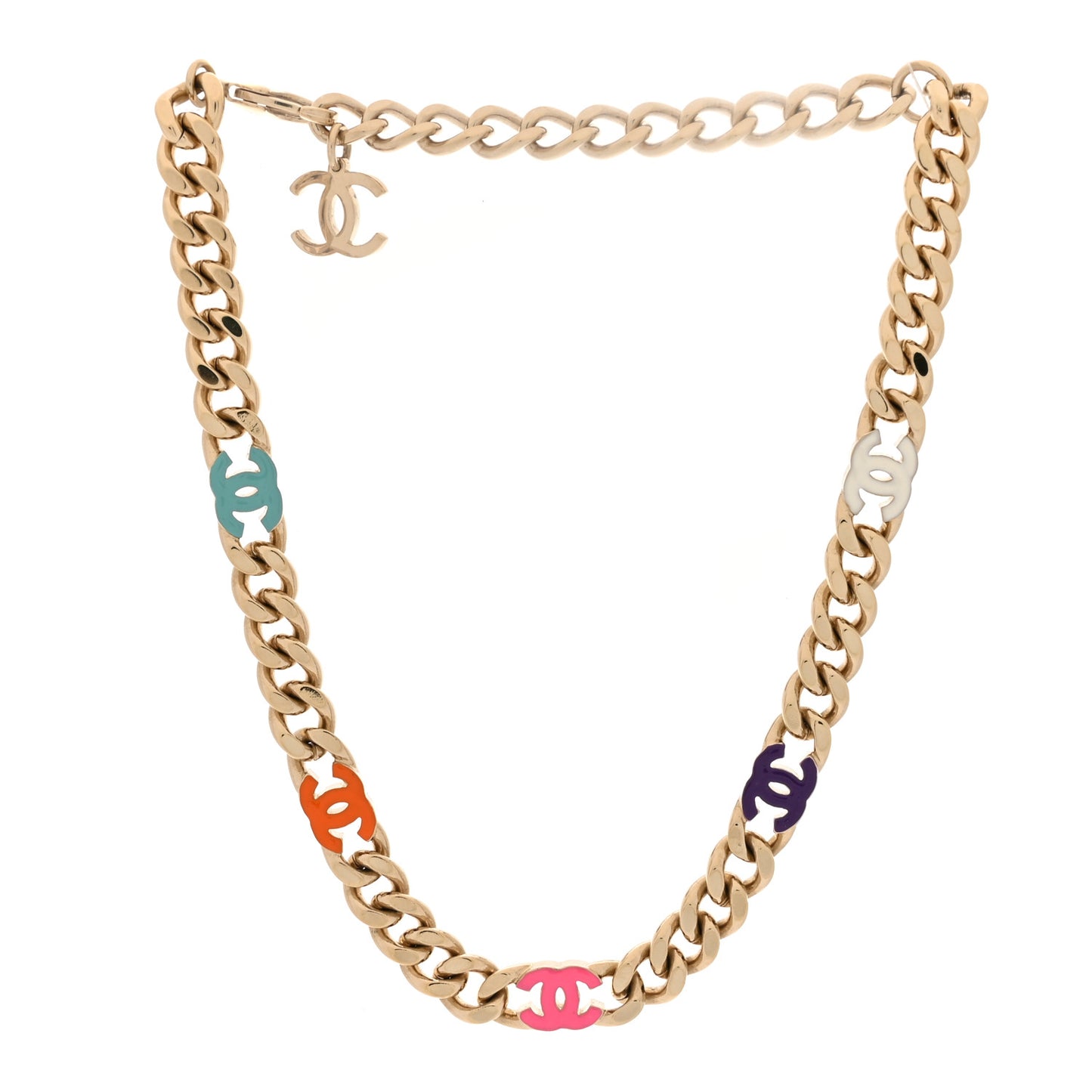 Metal Enamel Chain CC Choker Gold Multicolor