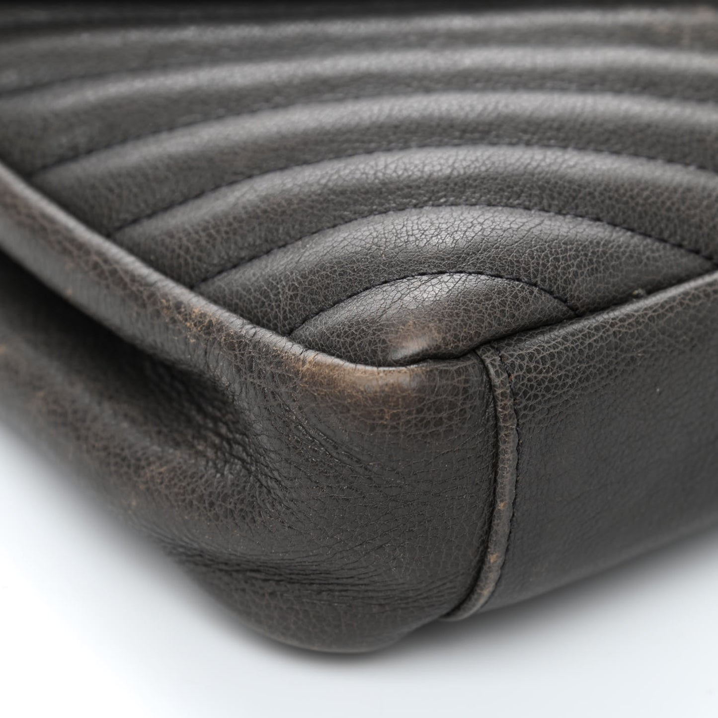 Sheepskin Matelasse Chevron Monogram Medium College Bag Asphalt