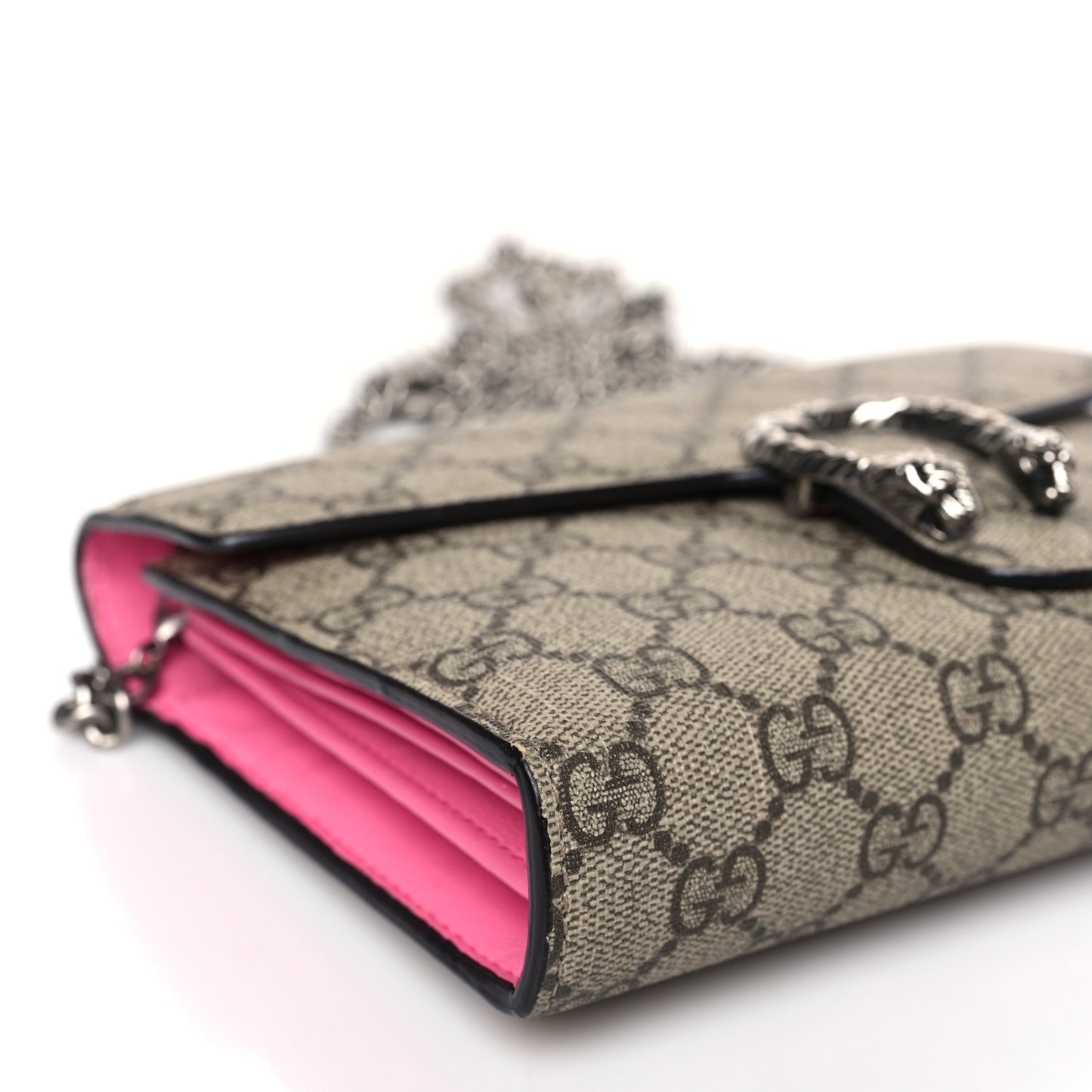 GG Supreme Monogram Mini Dionysus Chain Wallet Beige Pink