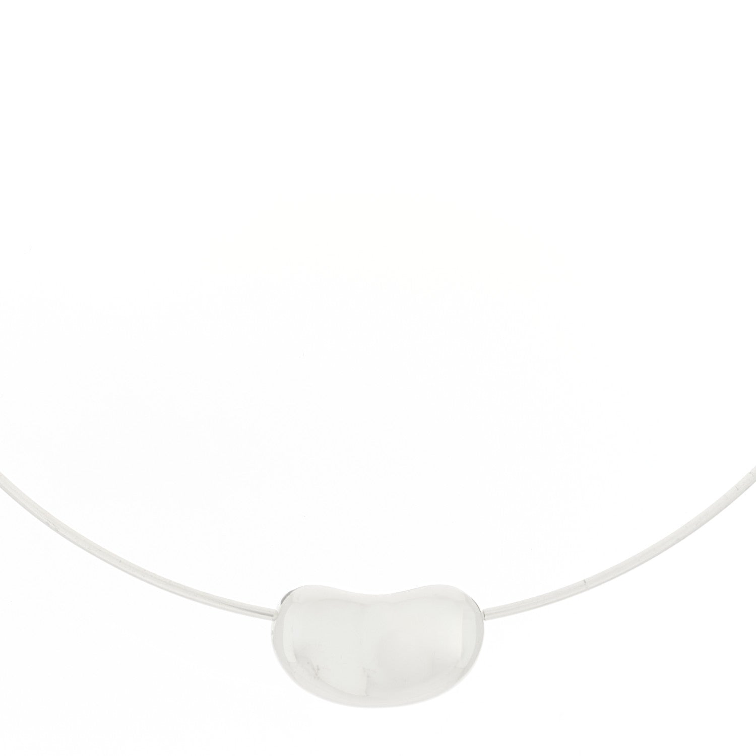Tiffany Sterling Silver 25mm Elsa Peretti Bean Pendant Wire Necklace 1 of 6
