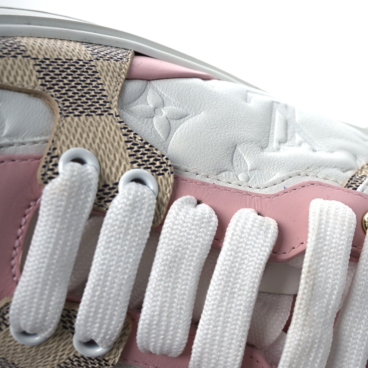 Louis Vuitton Monogram Embossed Calfskin Damier Azur Time Out Sneakers 36 Rose Clair Pink 13 of 13
