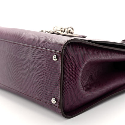 Dolce & Gabbana Lizard Calfskin Embossed Medium Monica Top Handle Bag Purple 10 of 11