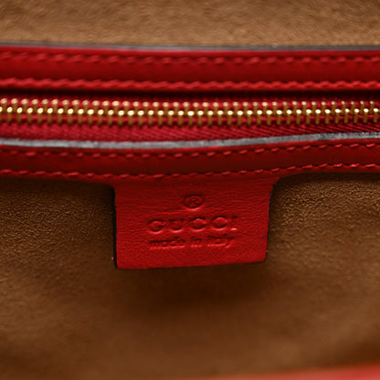 Gucci GG Supreme Monogram Calfskin Small Padlock Top Handle Bag Beige Hibiscus Red New Rosette 6 of 10
