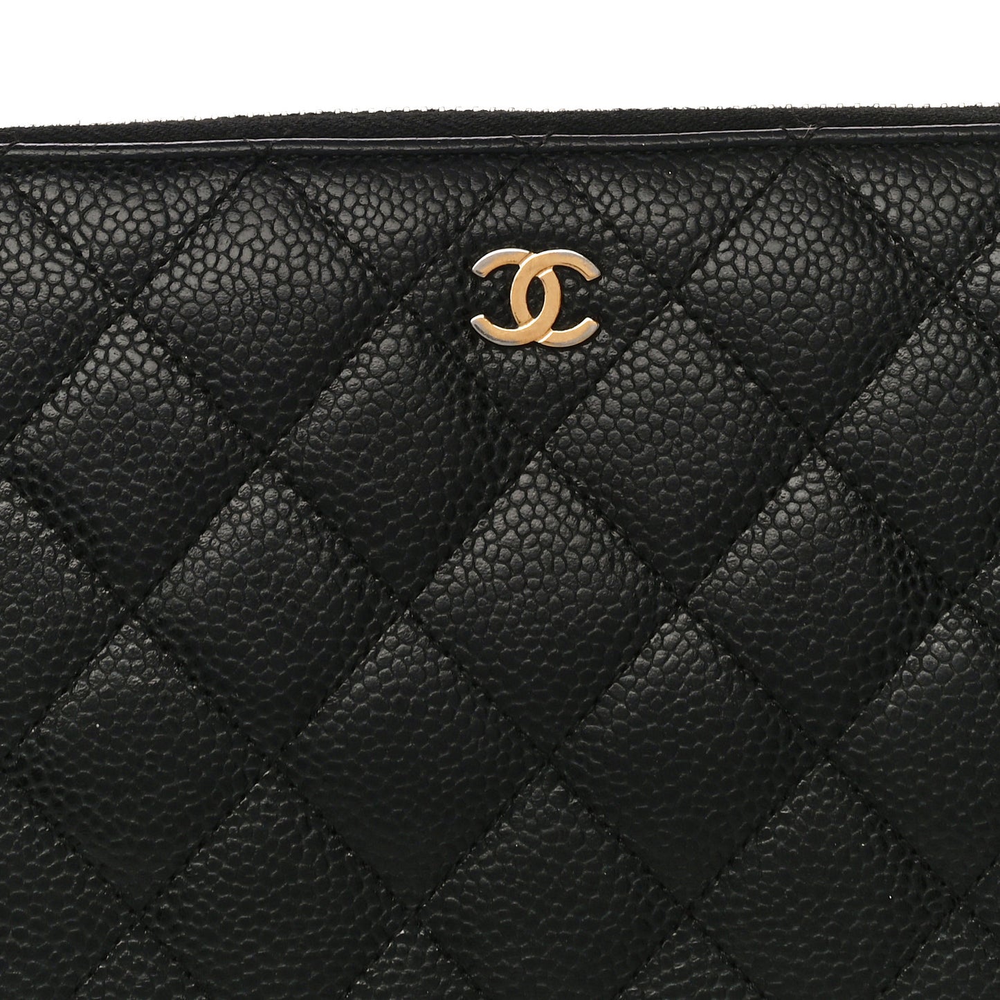 Caviar Quilted Large Zip Around Organizer Wallet Black