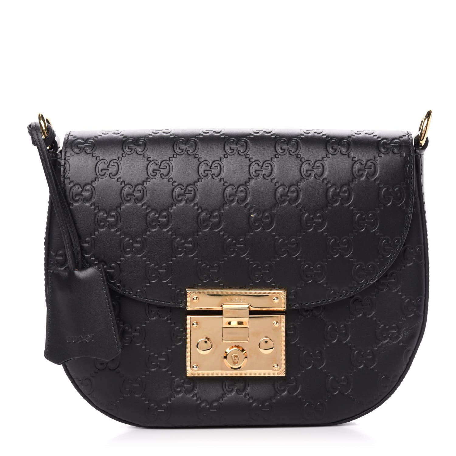 Gucci Guccissima Medium Padlock Messenger Shoulder Bag Black 1 of 12