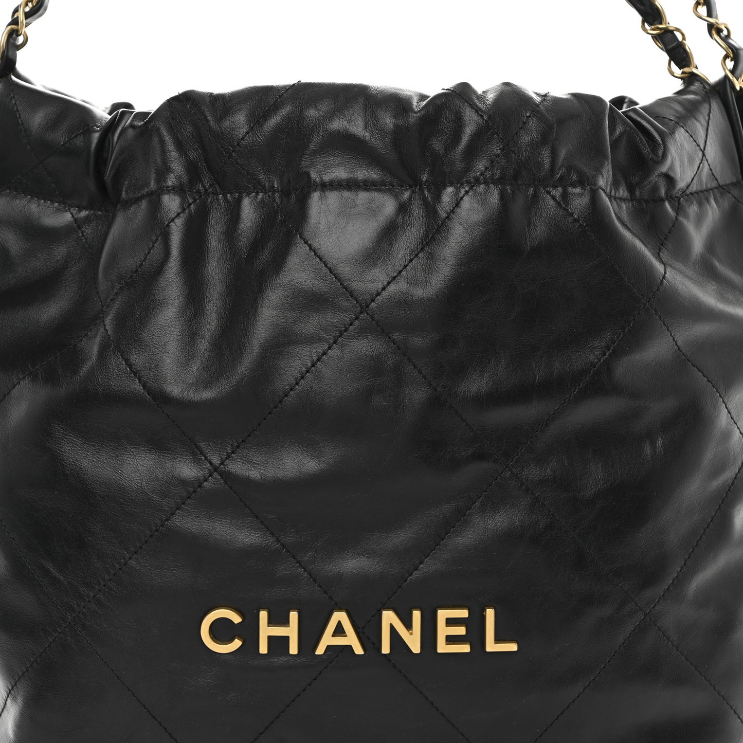 Shiny Calfskin Quilted Small Chanel 22 Black