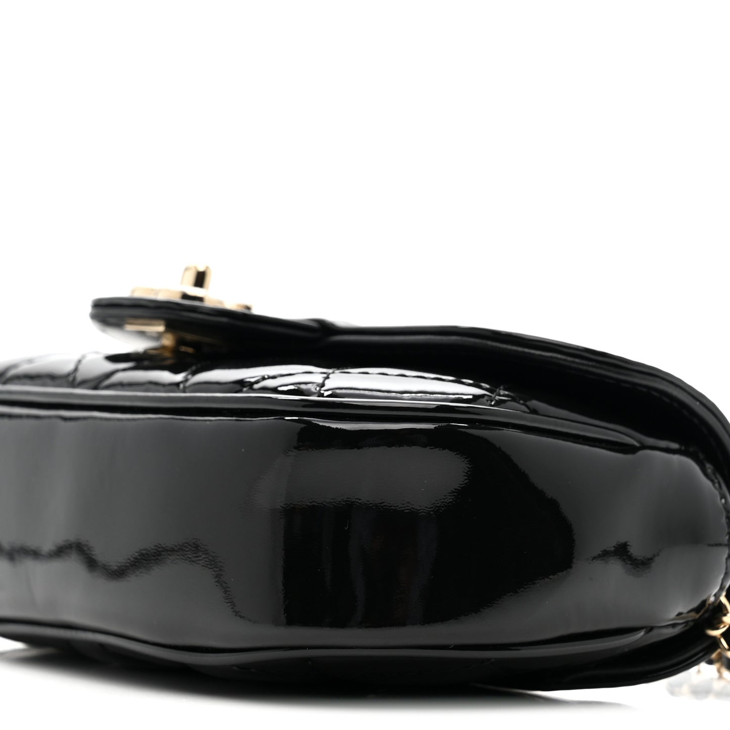 Patent Calfskin Quilted Mini Clutch Black